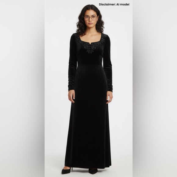 Badgley Mischka Dresses & Skirts - Vintage Badgley Mischka 90s black beaded evening gown